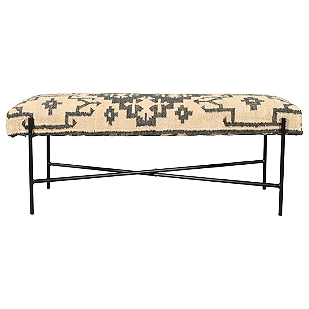 L.R. Home Barkley 48&quot; Bench with Cream Cushion in Black, , large