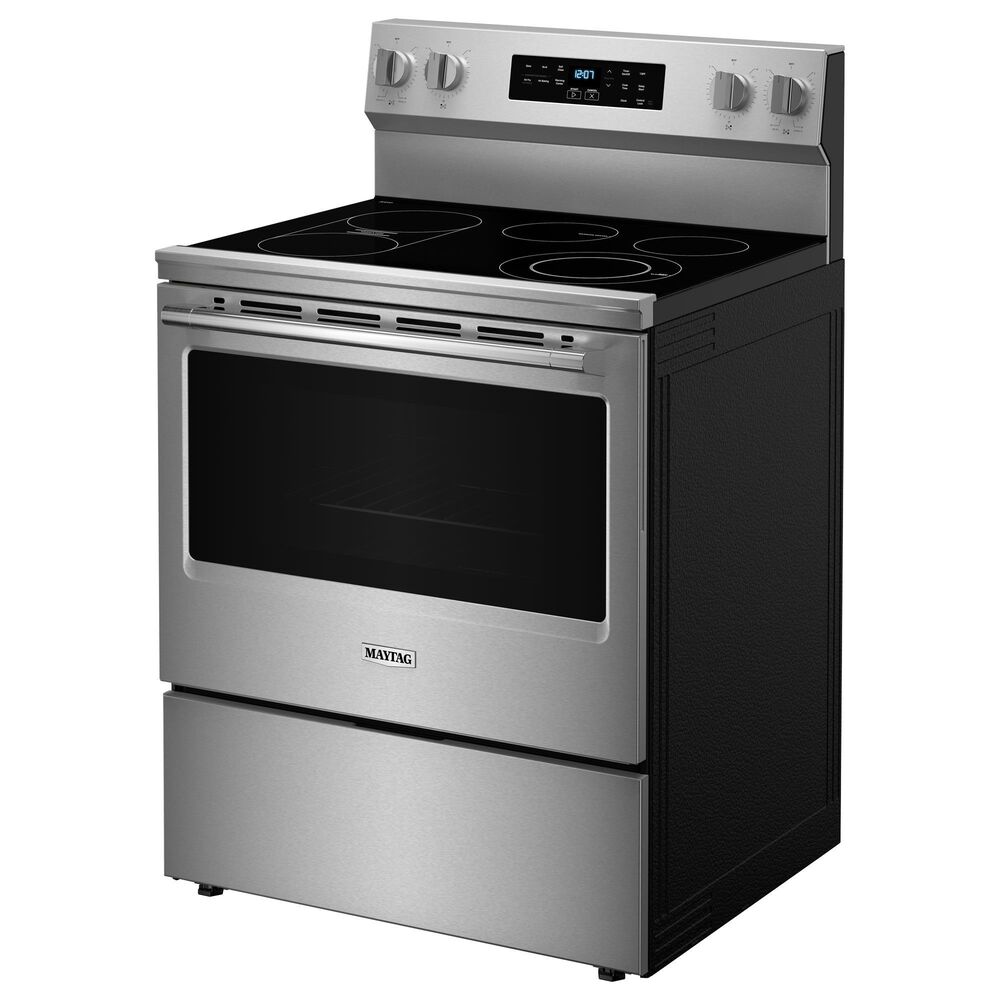 Maytag 2-Piece Kitchen Package with 1.1 Cu. Ft. Over-the-Range Flush Microwave and 5.3 Cu. Ft. Electric Range in Fingerprint Resistant Stainless Steel, , large