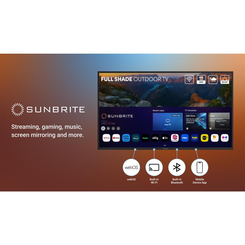 Sunbrite 75" Veranda 4 Series - Smart Outdoor TV - Full Shade - 4K UHD HDR, , large