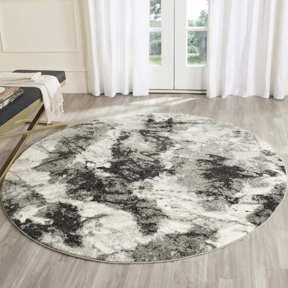 Safavieh Retro RET2141-1180 6" Round Cream and Grey Area Rug, , large