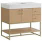 37B Mauri 36" Single Bathroom Vanity with Metal Base in Warm Oak with High-Profile 4" White Composite Stone Top, , large