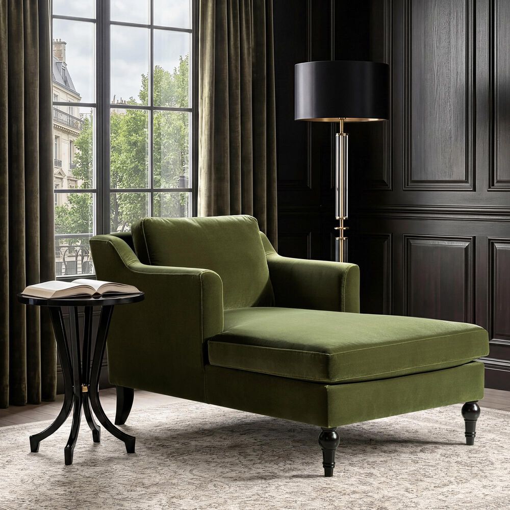 Jennifer Taylor Home Josephine 60" Upholstered Chaise Lounge in Olive Green, , large