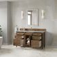 James Martin Brittany 60" Single Bathroom Vanity in Pecan with 3 cm Victorian Silver Silestone Top, Rectangular Sink and FreePower Wireless Charger, , large