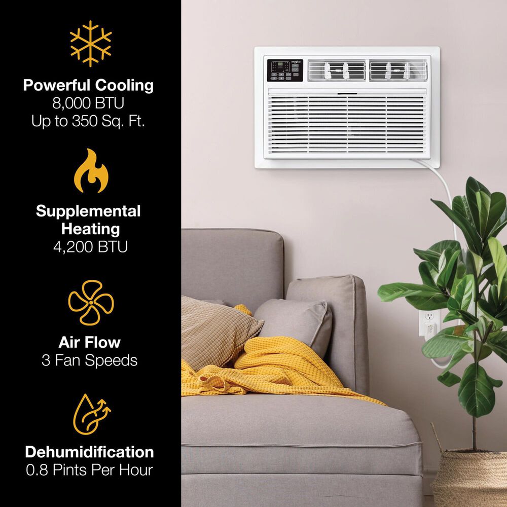 Whirlpool 8000 BTU Through the Wall Air Conditioner with Heat and Cool in White, , large