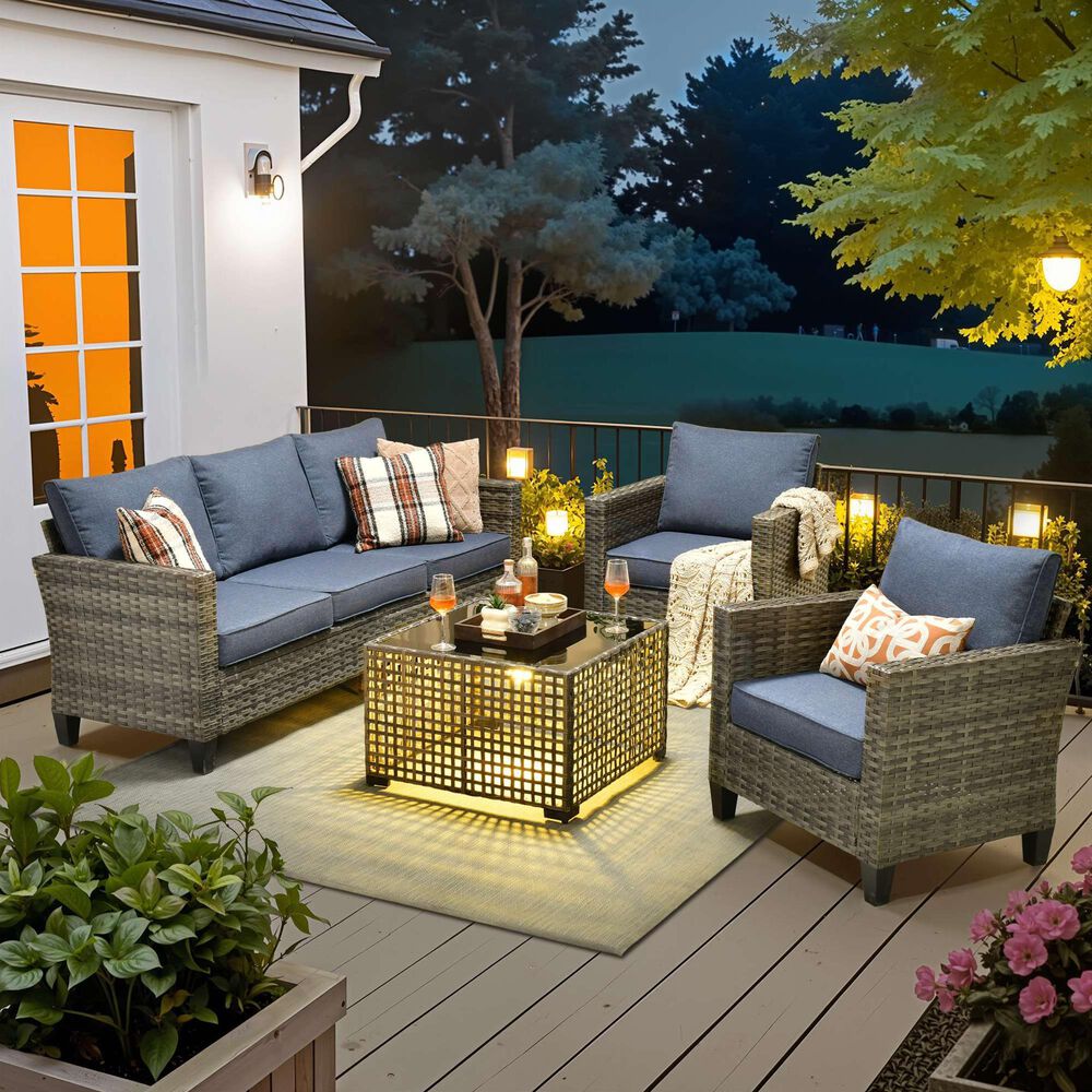 HOMLUX 4-Piece Outdoor Sofa Set in  Denim Blue, , large