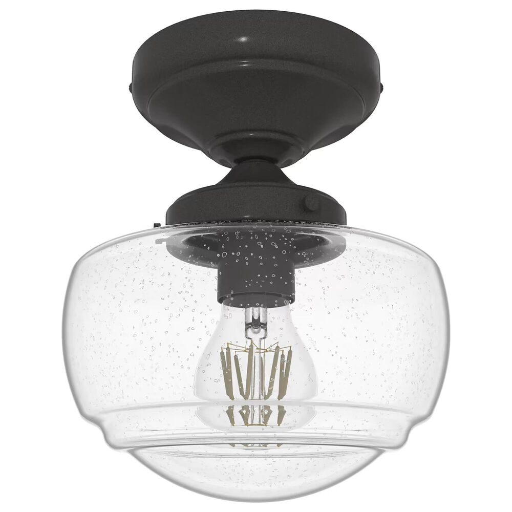 Hunter Saddle Creek 1-Light Mini Semi Flush with Clear Seeded Glass in Noble Bronze, , large