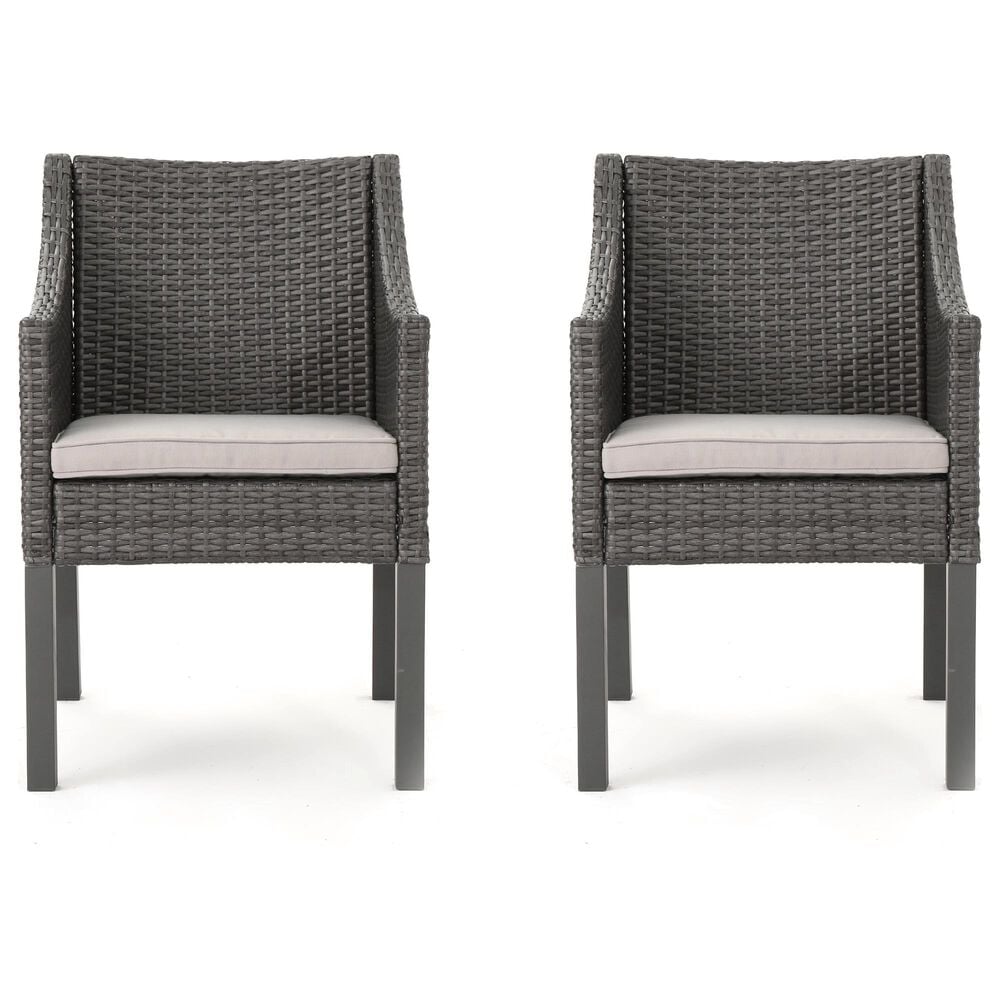 Hearth and Haven Antibes Outdoor Rattan Dining Chair in Grey and Silver &#40;Set of 2&#41;, , large