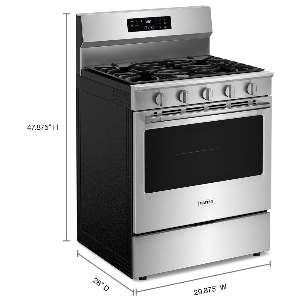 Maytag 2-Piece Kitchen Package with 1.1 Cu. Ft. Over-the-Range Flush Microwave and 5 Cu. Ft. Gas Range in Fingerprint Resistant Stainless Steel, , large