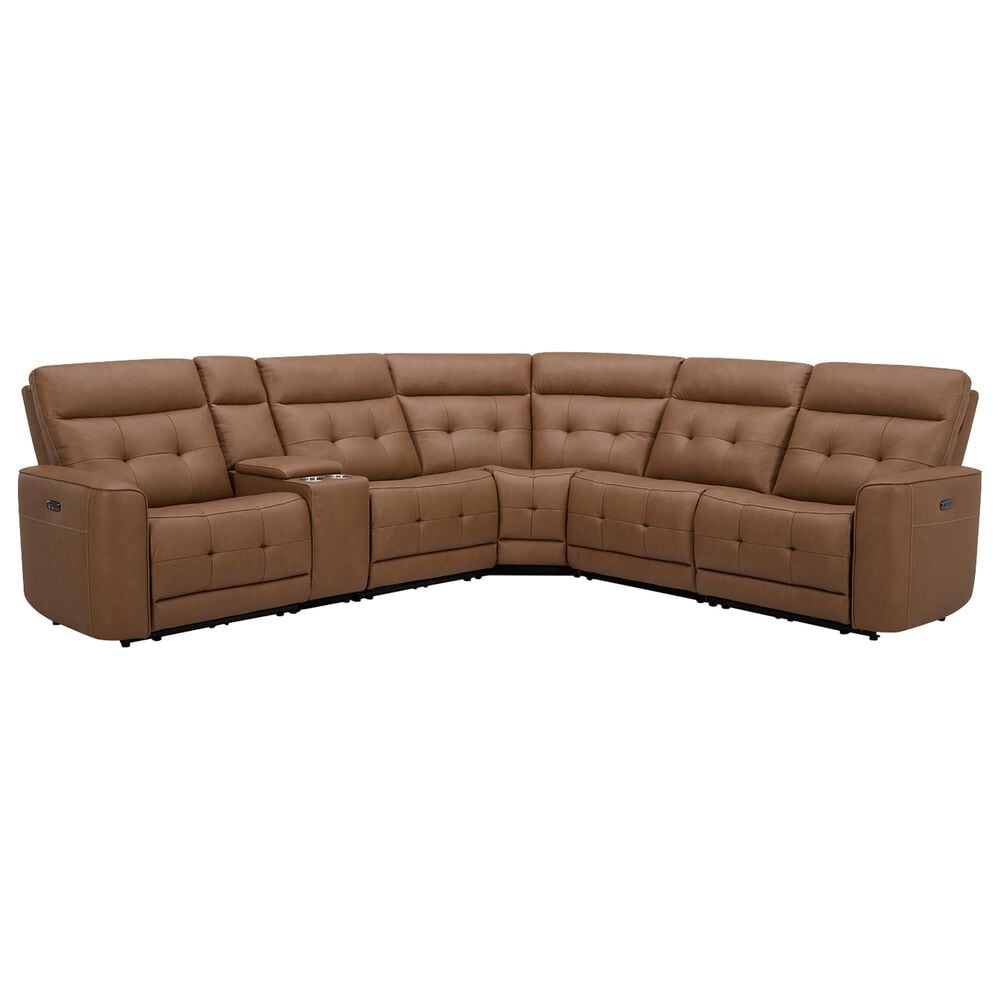 Interlochen 6-Piece Leather Power Reclining Sectional with Power Headrests in Aline Butternut, , large