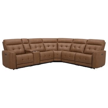 Interlochen 6-Piece Leather Power Reclining Sectional with Power Headrests in Aline Butternut, , large