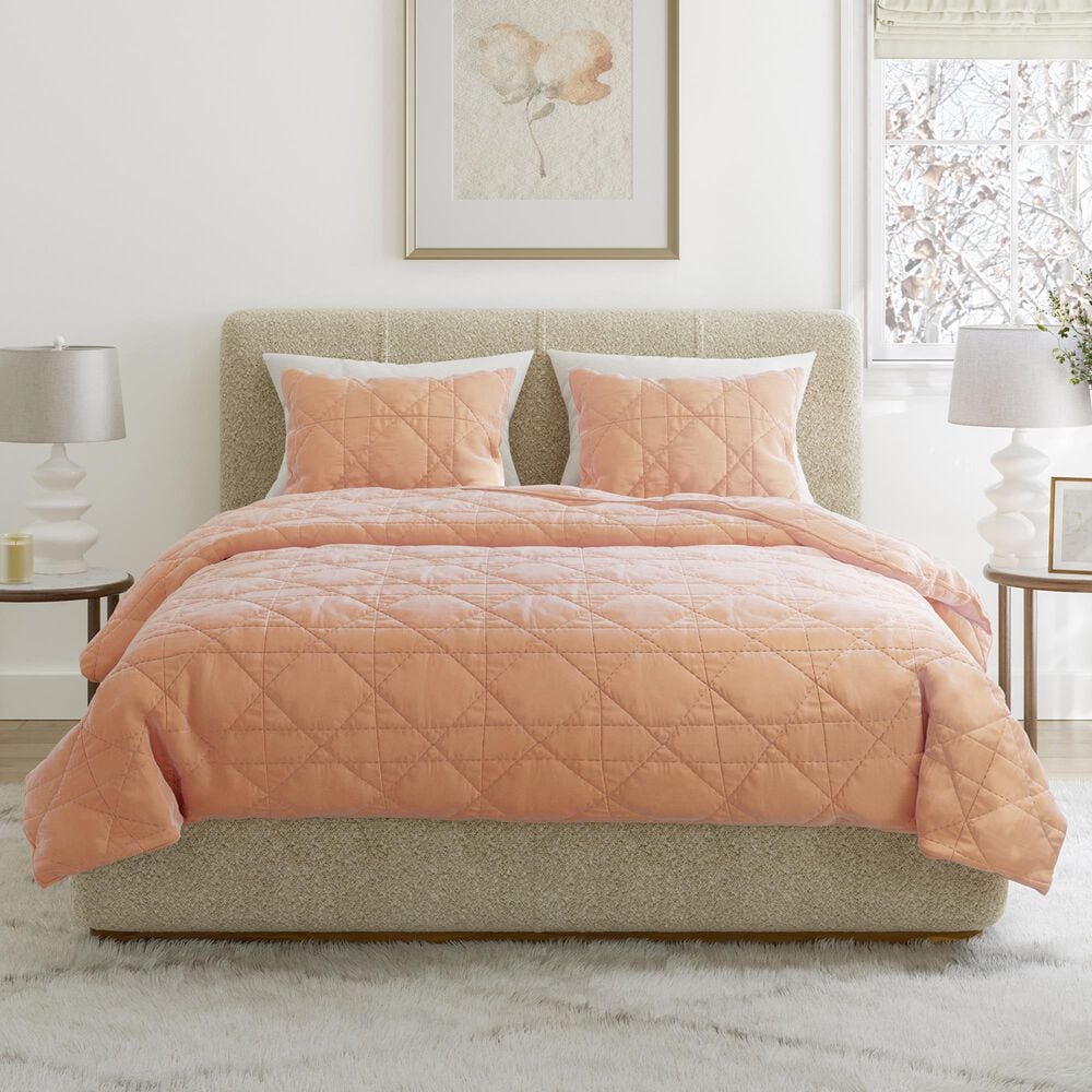 Timberlake 3-Piece Velvet Queen Quilt Set in Pink, , large