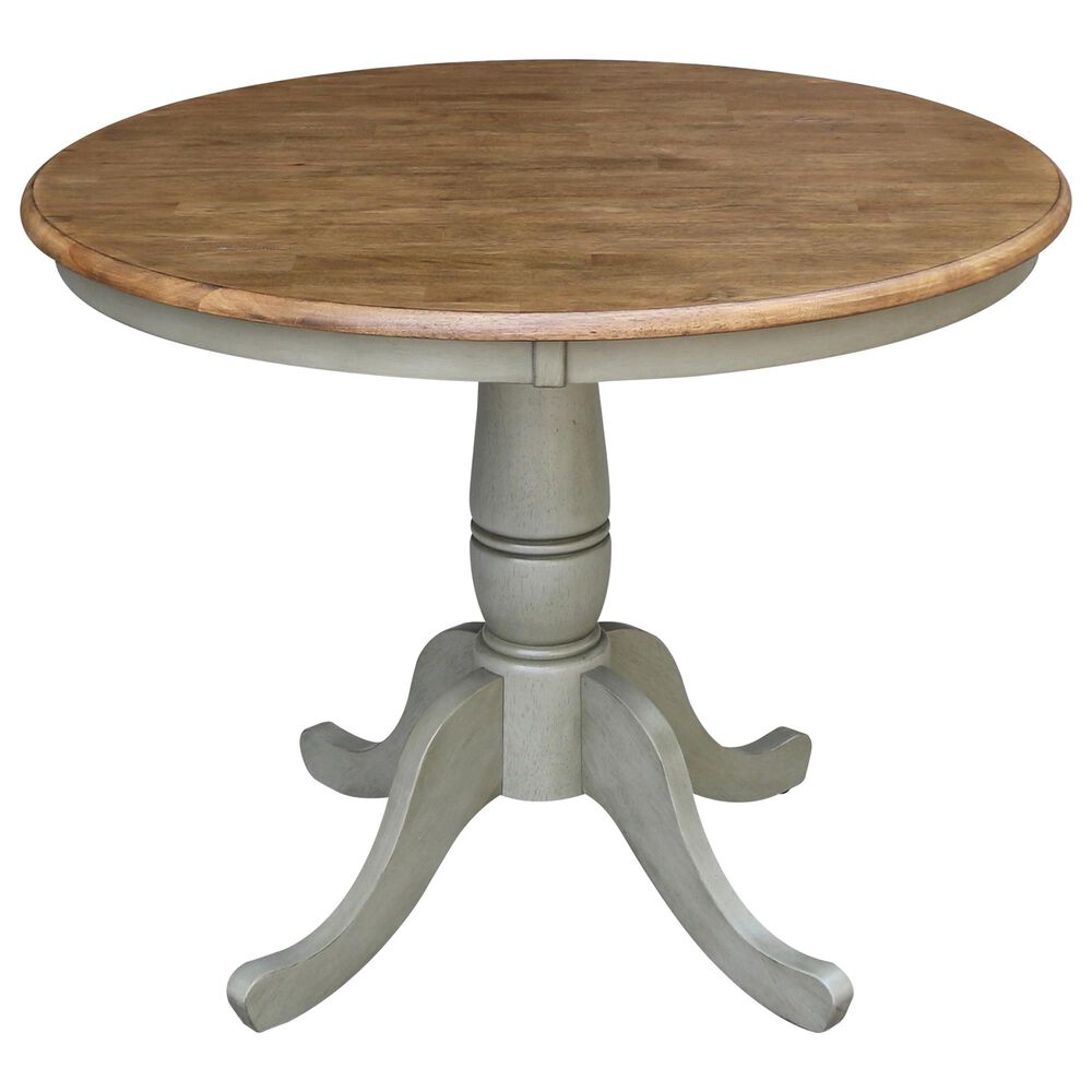 International Concepts 30" Modern Farmhouse Round Dining Table in Hickory/Stone, , large