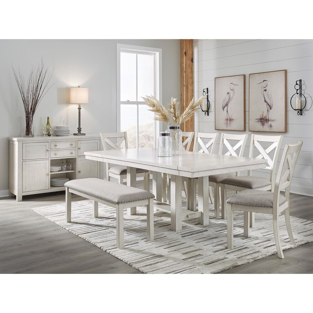 Ashley Robbinsdale Upholstered Dining Bench in Antique White, , large