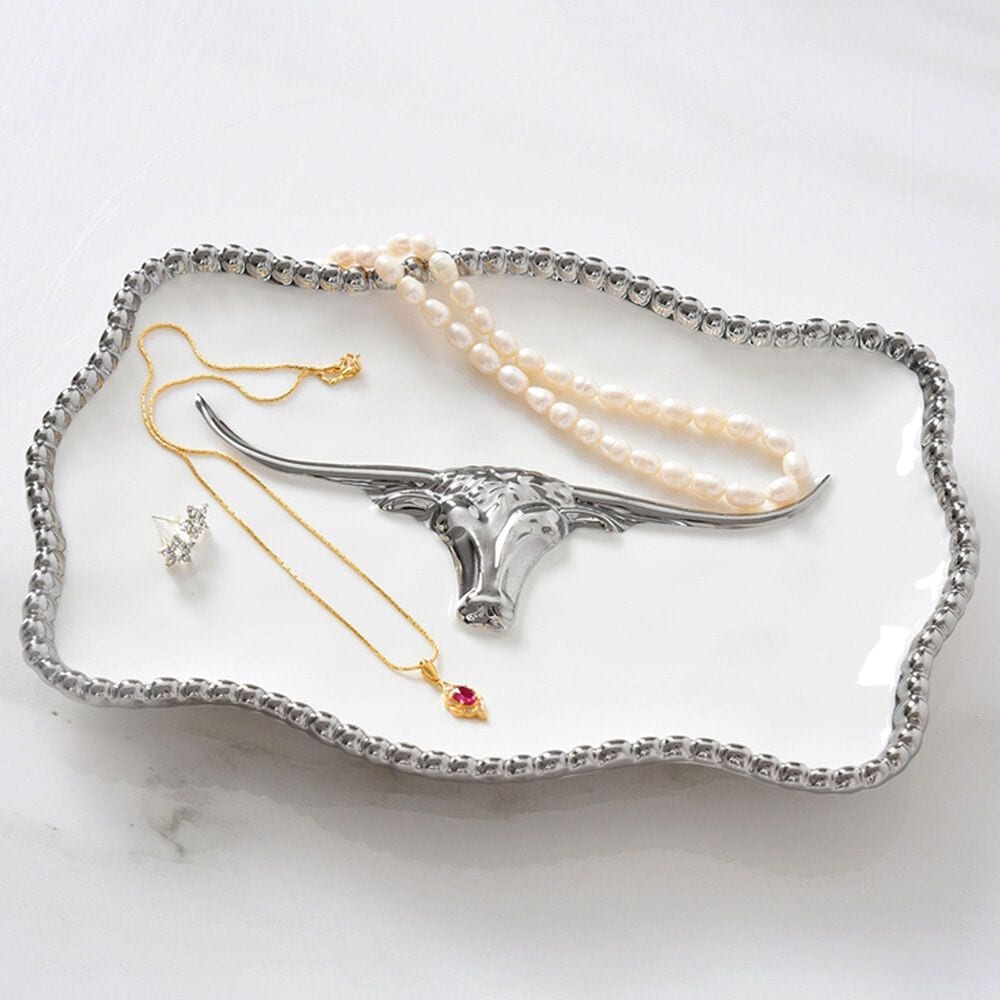 Pampa Bay Longhorns Small Tray in White and Silver, , large