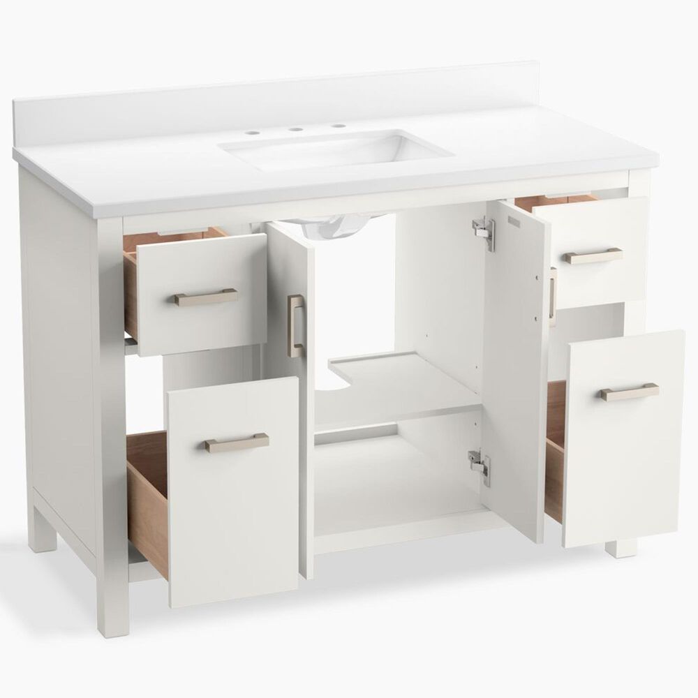 Kohler Kresla 48" Single Bathroom Vanity in White with 3 cm White Quartz Top and Rectangular Sink, , large