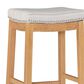 Linon Home Decor Claridge Bar Stool with Striped Beige Cushion in Rustic Brown, , large