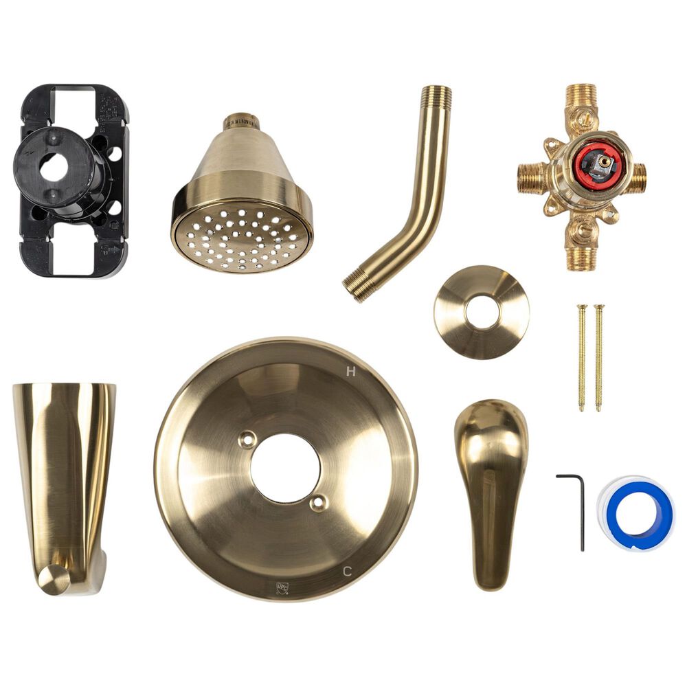 MS International 1-Handle 1-Spray Tub and Shower Faucet with Pressure Balance Valve in Matte Gold, , large