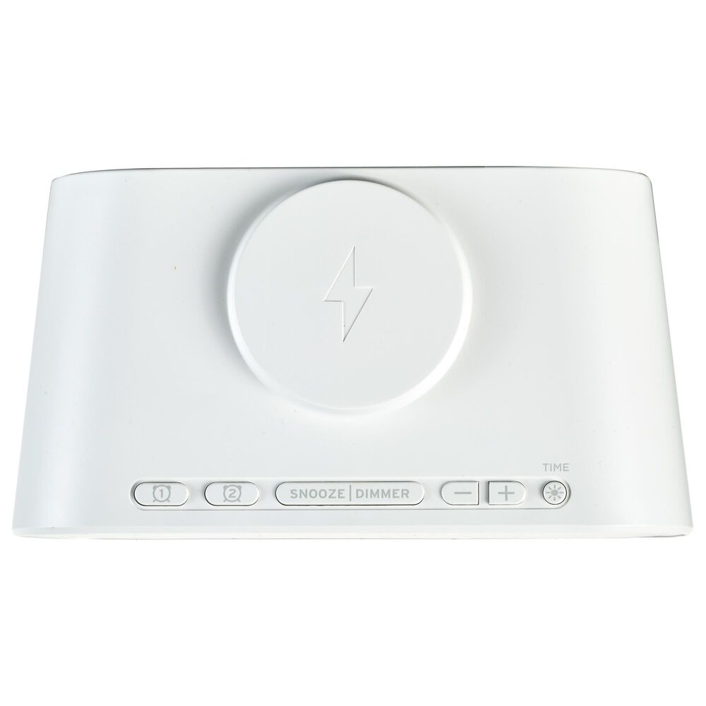 iHome Dual Alarm Clock with Fast Wireless Charging and Nightlight in White, , large