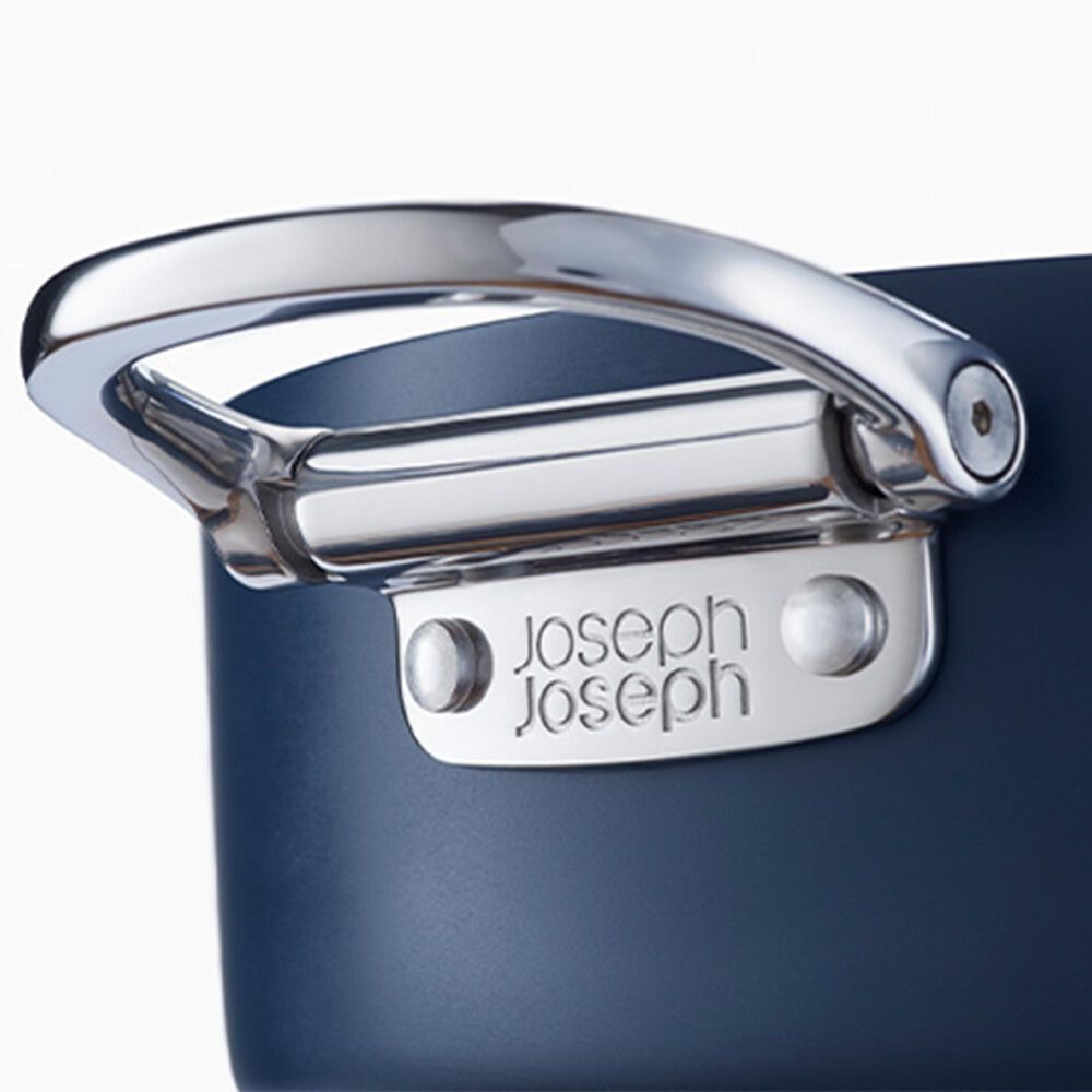 Joseph Joseph Space 11&quot; Folding Handle Shallow Casserole Pan with Lid in Midnight Blue, , large
