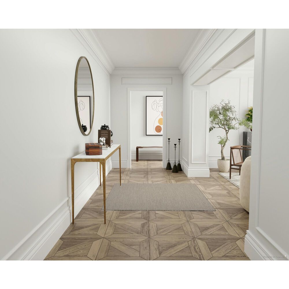 Nourison Courtyard Ivory and Silver 5&#39; Square Indoor/Outdoor Area Rug, , large