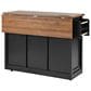 HOMLUX 54" Kitchen Island with Sliding Barn Door in Black, , large