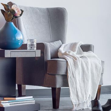 Moe"s Home Collection Prince Arm Chair in Grey Velvet, , large