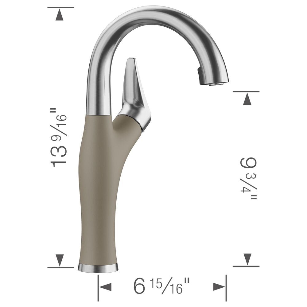 Blanco Artona 1.5 GPM Bar Faucet in Stainless Steel and Truffle, , large