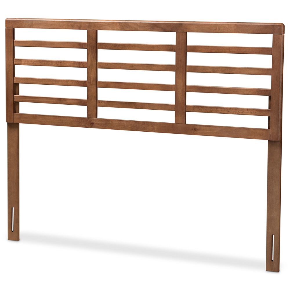 Baxton Studio Salome Queen Slat Headboard in Walnut Brown, , large