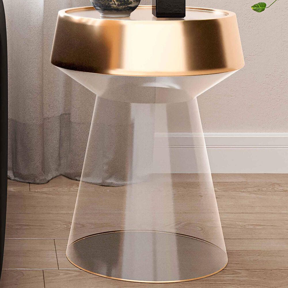 Tov Furniture Trinity Side Table in Gold and Clear, , large