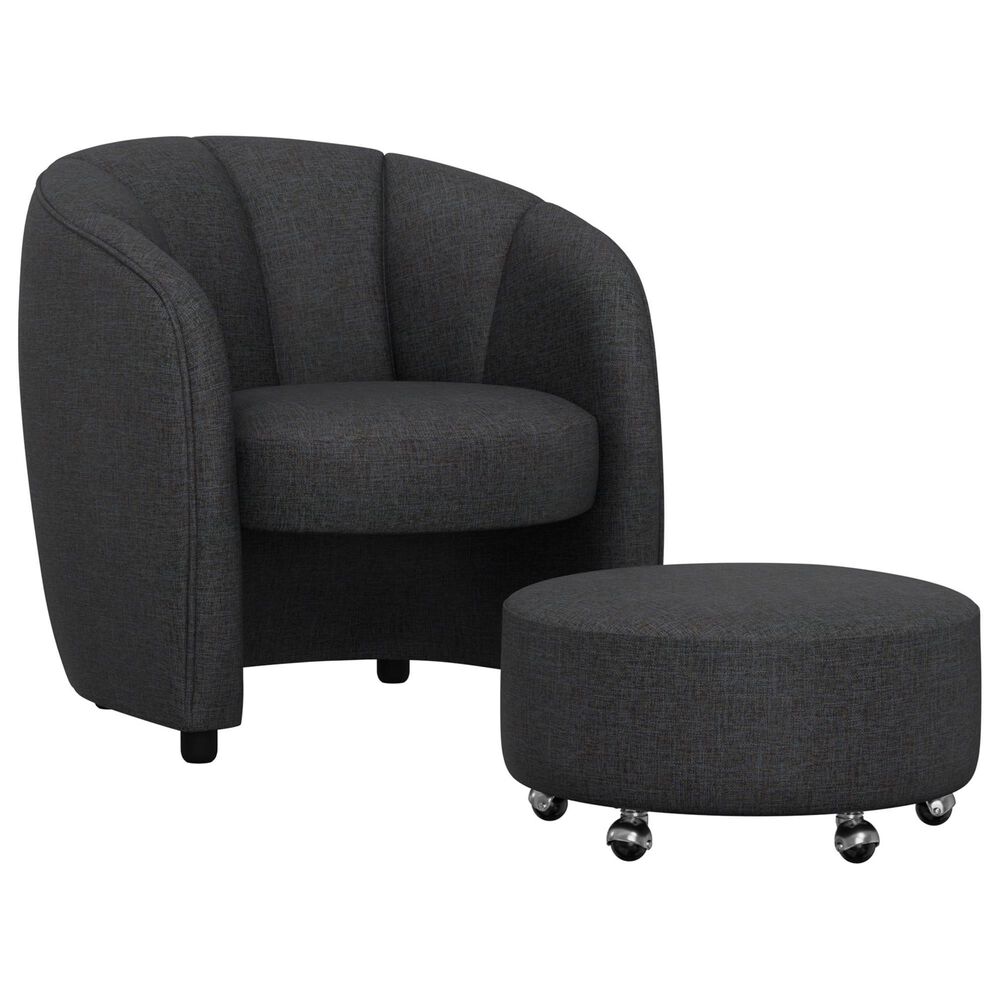 Golden Wave Furniture Elliot Accent Chair and Ottoman with Casters in Charcoal, , large