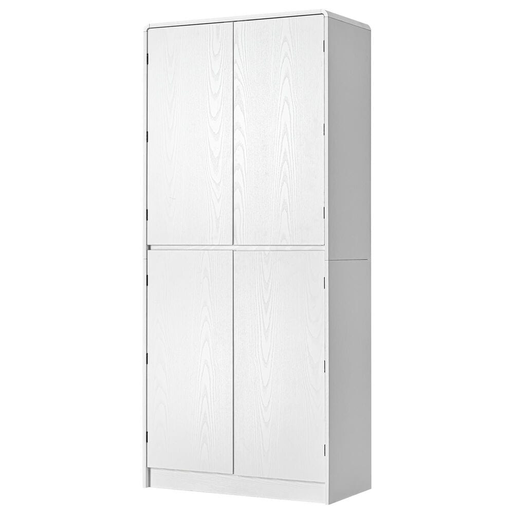 HOMLUX HOMLUX 72" Tall Farmhouse Kitchen Pantry Cabinet with 8 Door Shelves, Curved Design Storage Cabinet with 3 Adjustable Shelves, Hidden Drawer, Versatile Cupboard for Kitchen, Dining & Bathroom, White, , large