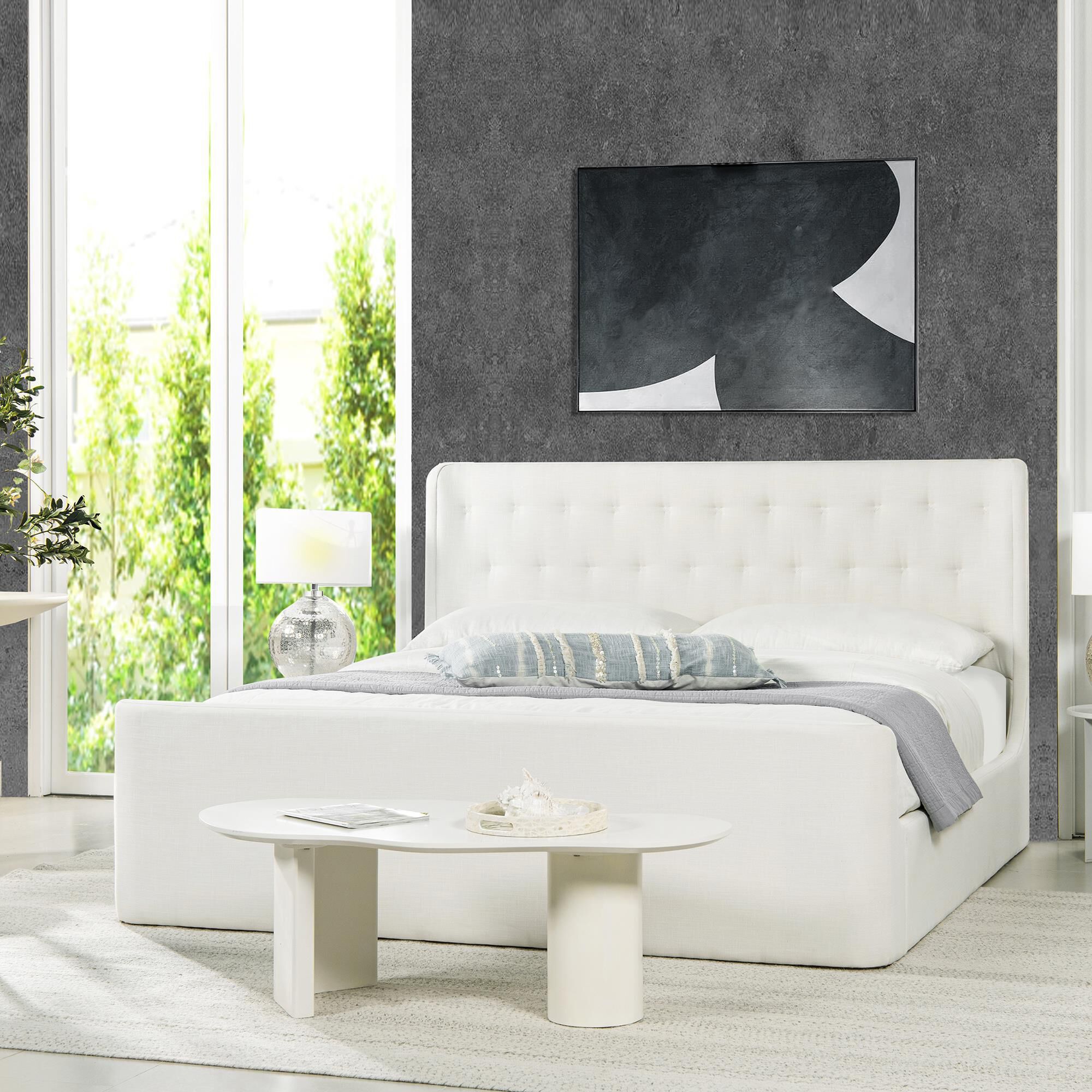Jennifer Taylor Home Brooks King Platform Bed in Antique White NFM