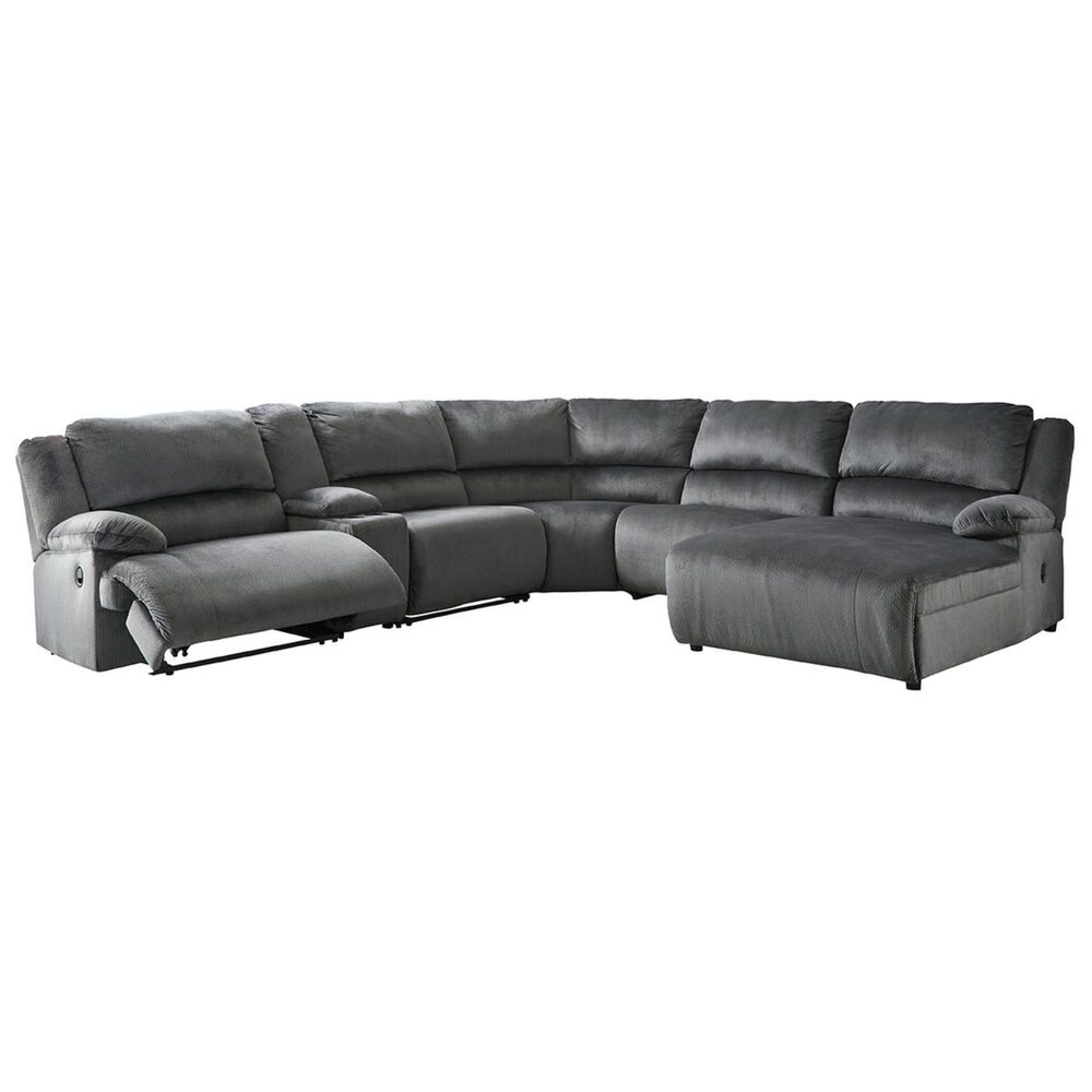 Signature Design by Ashley Clonmel 6-Piece Manual Reclining Right Facing Sectional with Chaise in Charcoal, , large