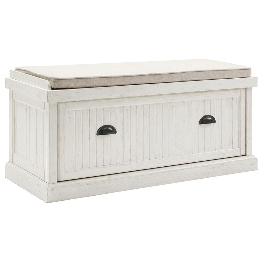 Crosley Furniture Seaside Entryway Bench In Distressed White Finish NFM