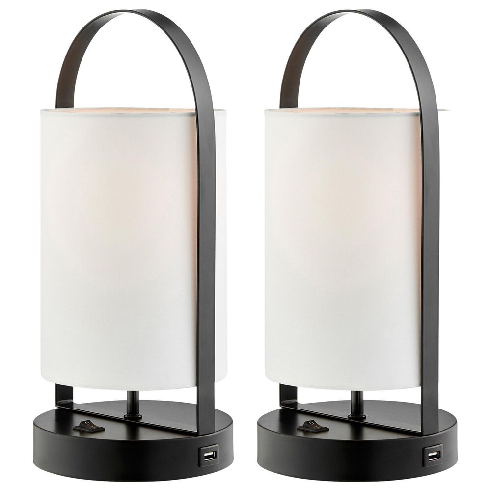 Lite Source Obelia Table Lamp with USB Port in Black (Set of 2), , large