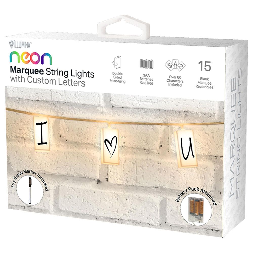 Illumina Marquee LED String Light Box with Lettesr and Dry-Erase Marker, , large