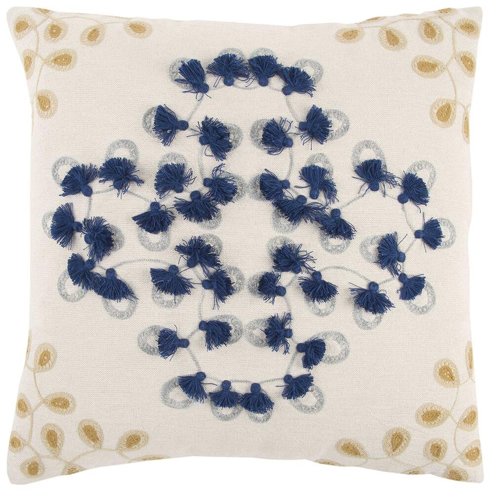 Rizzy Home 20" x 20" Pillow Cover in Ivory and Blue, , large
