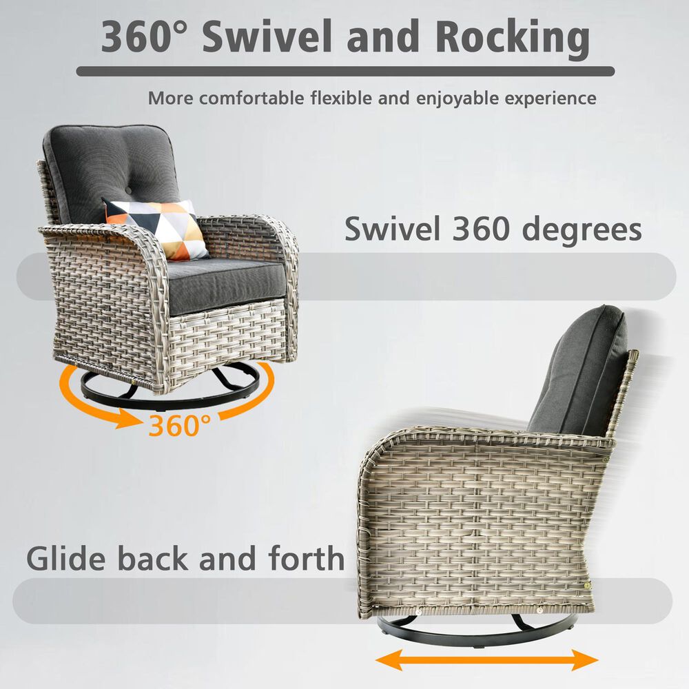 HOMLUX 9-Piece Patio Conversation Set with Illuminated Table in Black, , large