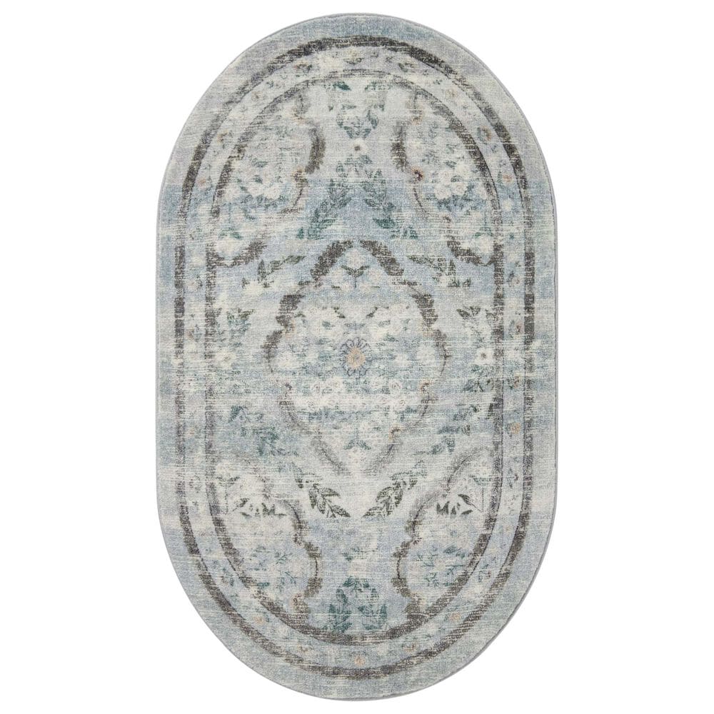 Rifle Paper Co Crafted by Cloth and Company Courtyard 2"3" x 3"9" Oval Chateau Blue Area Rug, , large
