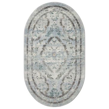 Rifle Paper Co Crafted by Cloth and Company Courtyard 2"3" x 3"9" Oval Chateau Blue Area Rug, , large