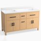 Kohler Kresla 60" Double Bathroom Vanity in Light Oak with 3 cm White Quartz Top and Rectangular Sinks, , large