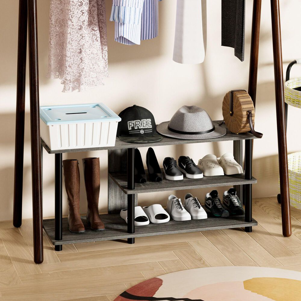 Noviland 3-Tier Shoe Rack in French Oak and Black, , large