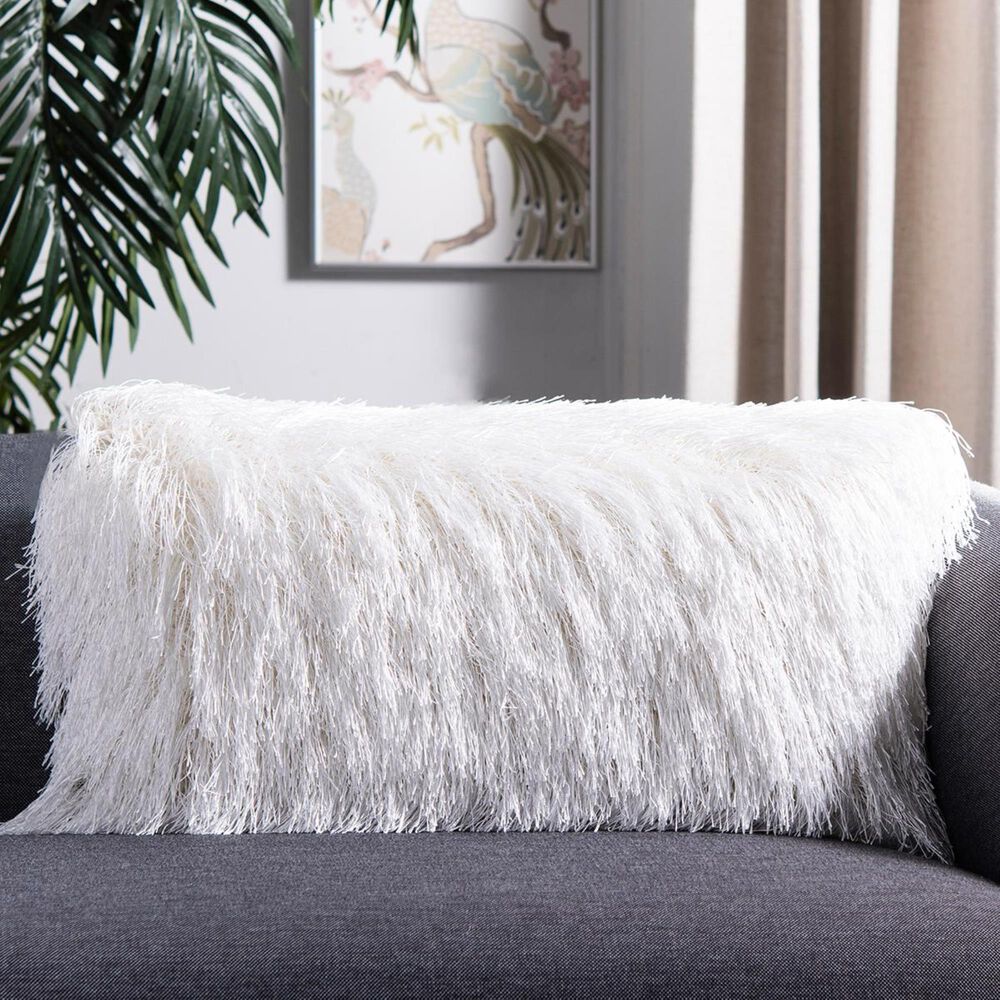 Safavieh Shag 12"x20" Pillow in Pearl, , large
