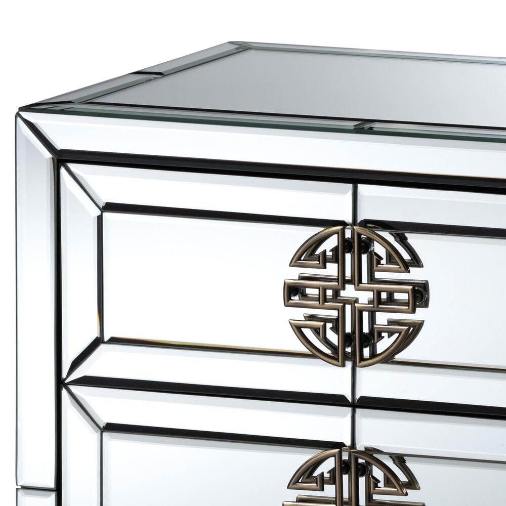 Baxton Studio Laken Mirrored 3-Drawer End Table in Silver and Antique Bronze, , large