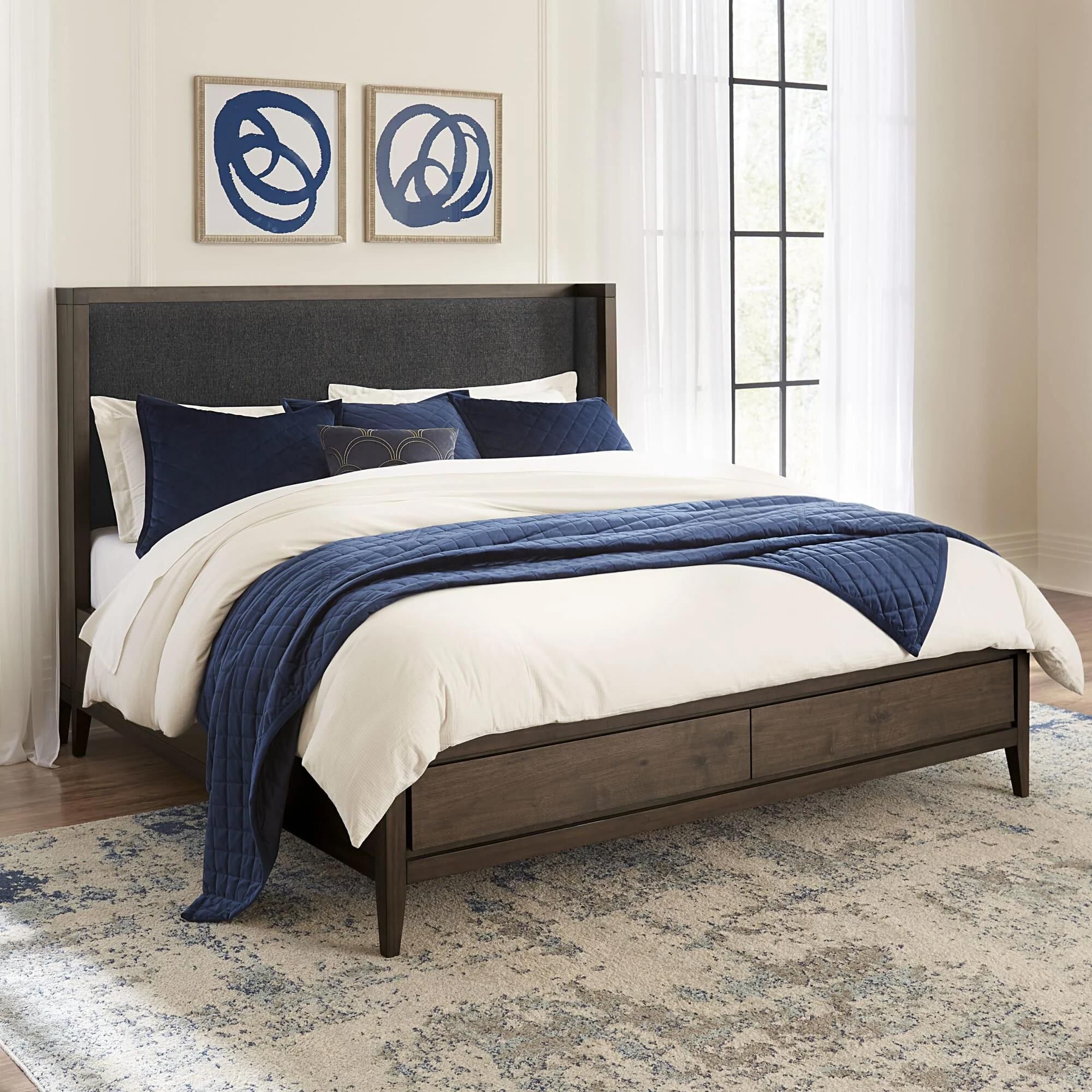 Urban Home Boracay Queen Upholstered Wingback Storage Bed in Wild