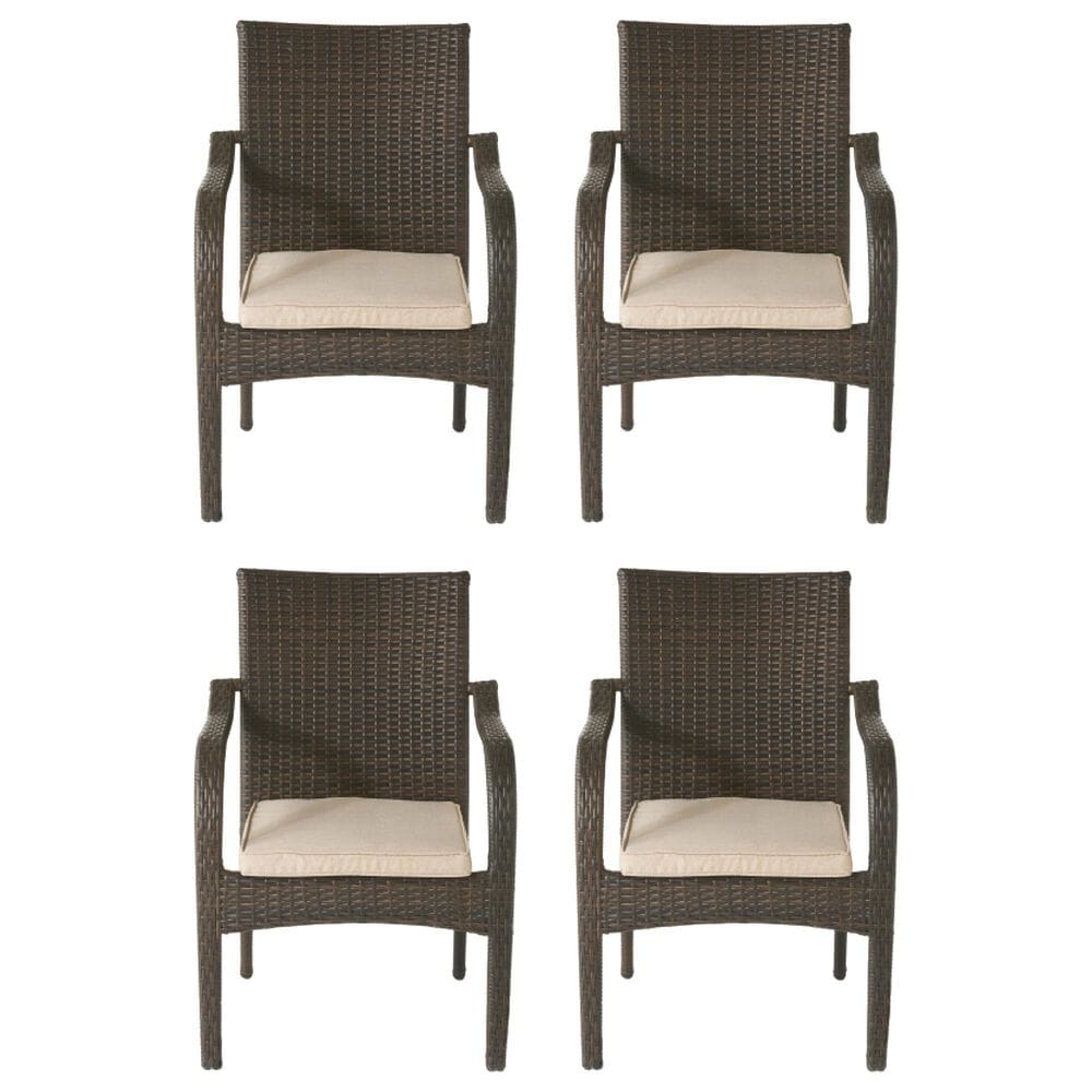 Hearth and Haven Patio Wicker Dining Chair in Brown &#40;Set of 4&#41;, , large