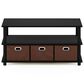 HOMLUX 2-Tier Turn-N-Tube Coffee Table with Bin Drawers in Black Oak, , large