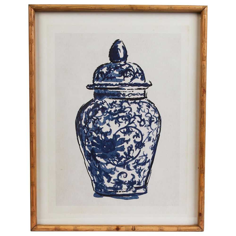 Creative Coop Stellan 27.5" x 21.75" Ginger Jar Wall Art in Blue (Set of 2), , large