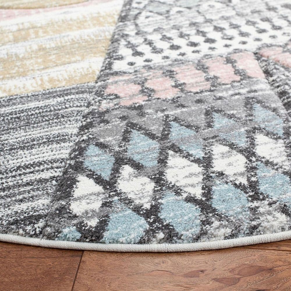 Safavieh Carousel Outer Space 3&#39; Round Grey and Pink Kids  Area Rug, , large