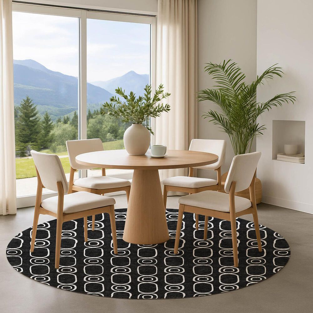Dalyn Rug Company The Reserve TR6 Black 8&#39; Round Indoor/Outdoor Area Rug, , large